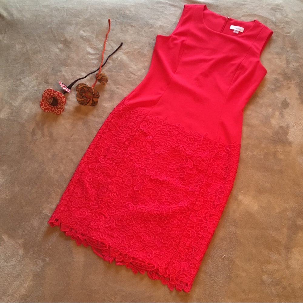 **HOST PICK** Calvin Klein- Red Lace Skirt Dress